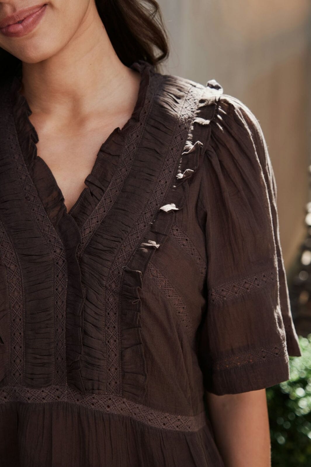 Neo Noir - Evienne S Voile Top 161856 - 676 - Dark Brown Toppe 