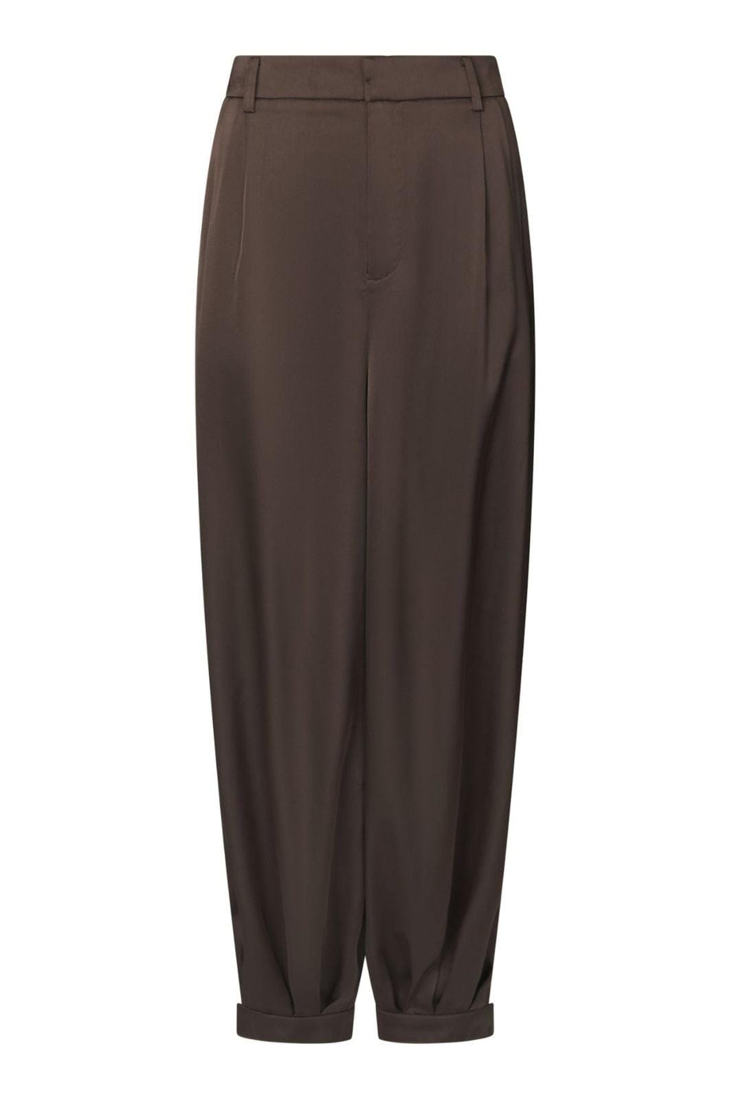 Neo Noir - Fayla Drapy Satin Balloon Pants 167418 - 676 - Dark Brown Bukser 