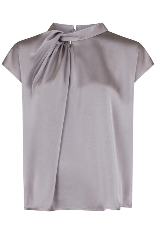 Neo Noir - Fleur Drapy Satin Blouse - 130 Grey Bluser 