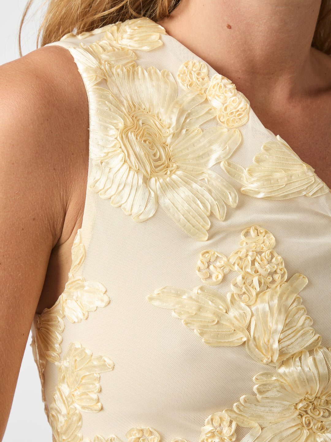 Neo Noir - Florini Big Flower Mesh Top 166166 - 191 - Light Yellow Toppe 