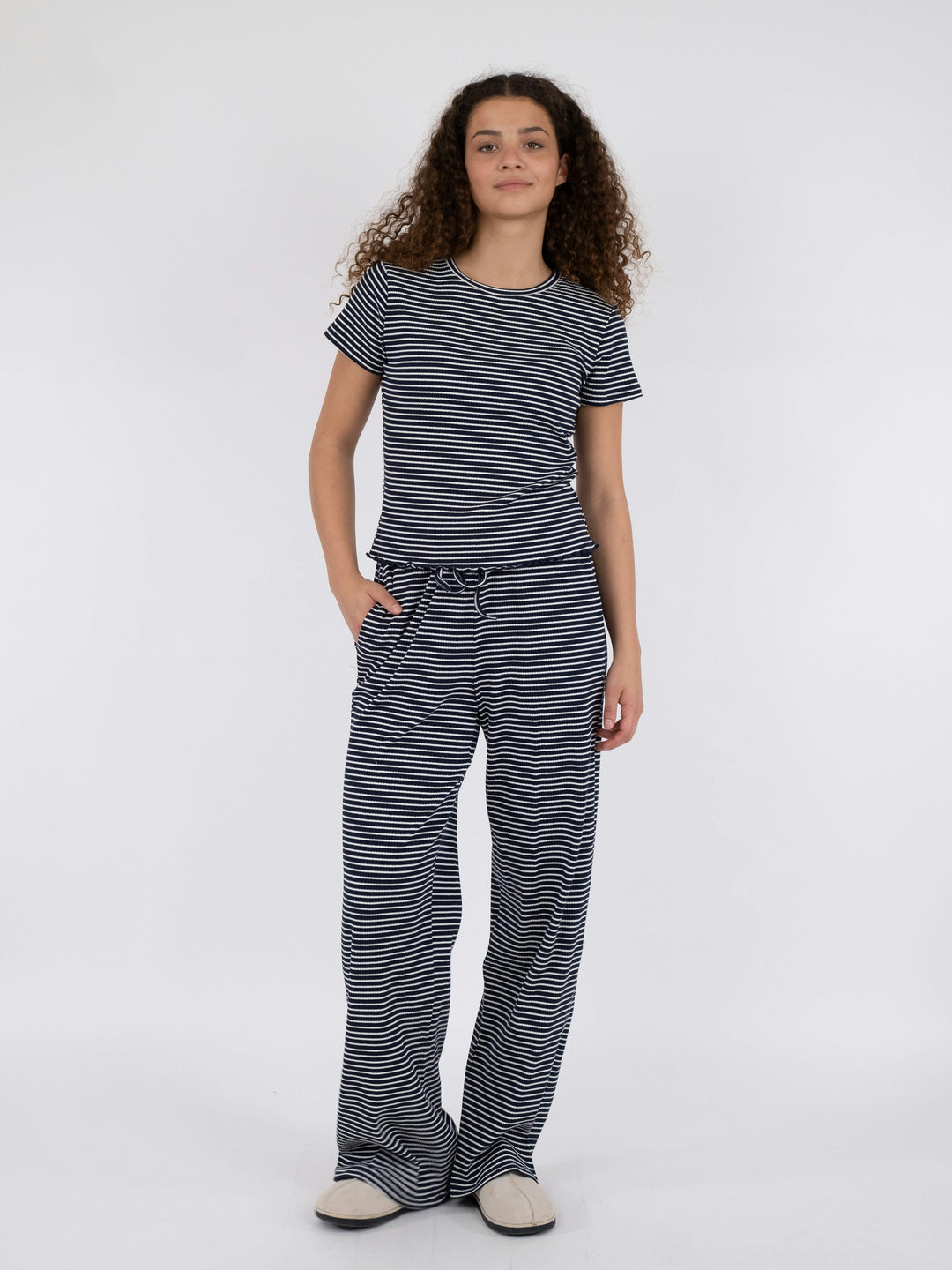Neo Noir - Geri Stripe Pants - Dark Navy