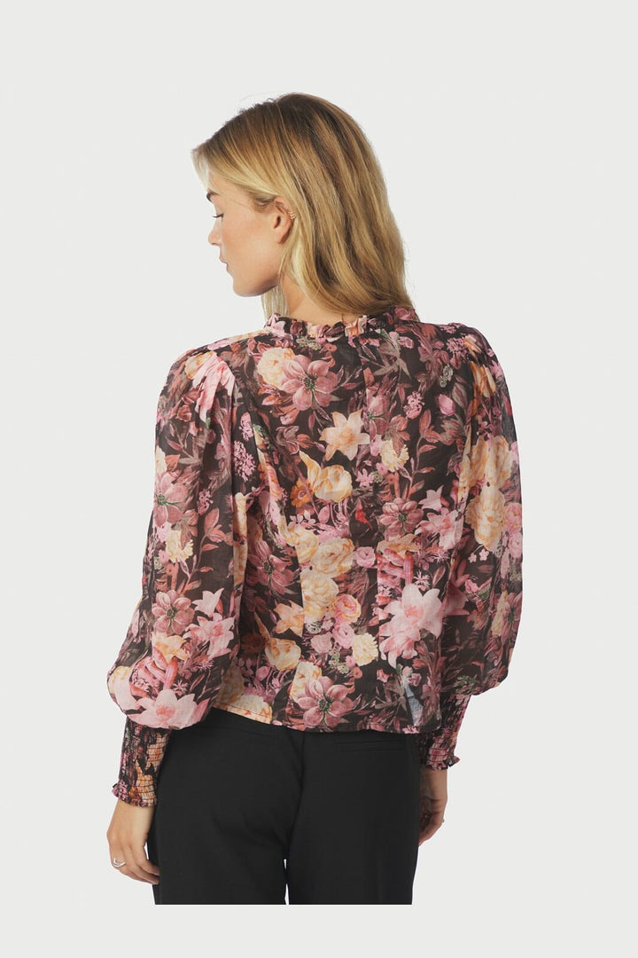 Neo Noir - Gilda Big Flower Blouse 166925 - 100 - Black