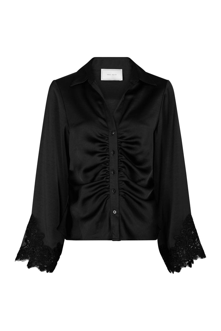 Neo Noir - Giovah Lace Sateen Shirt 171221 - 100 - Black