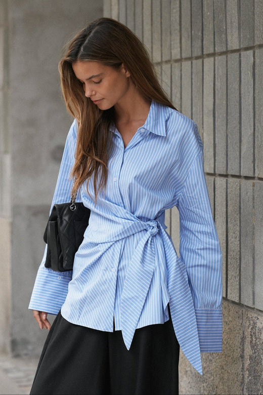 Neo Noir - Helisa Stripe Shirt 169821 - 145 - Light Blue Skjorter 