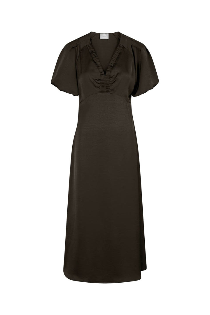 Neo Noir - Illana Heavy Sateen Dress 162521 - 676 - Dark Brown
