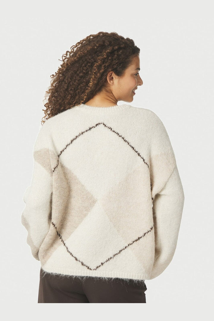 Neo Noir - Inga Check Fluff Knit Blouse 165205 - 122 - Creme