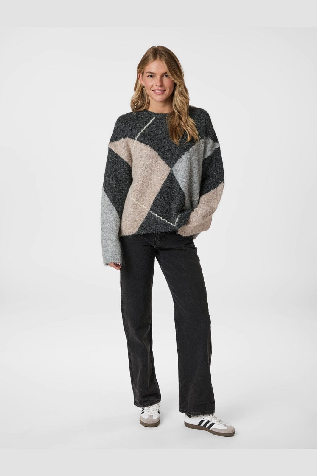 Neo Noir - Inga Check Fluff Knit Blouse 165205 - 132 - Antracit