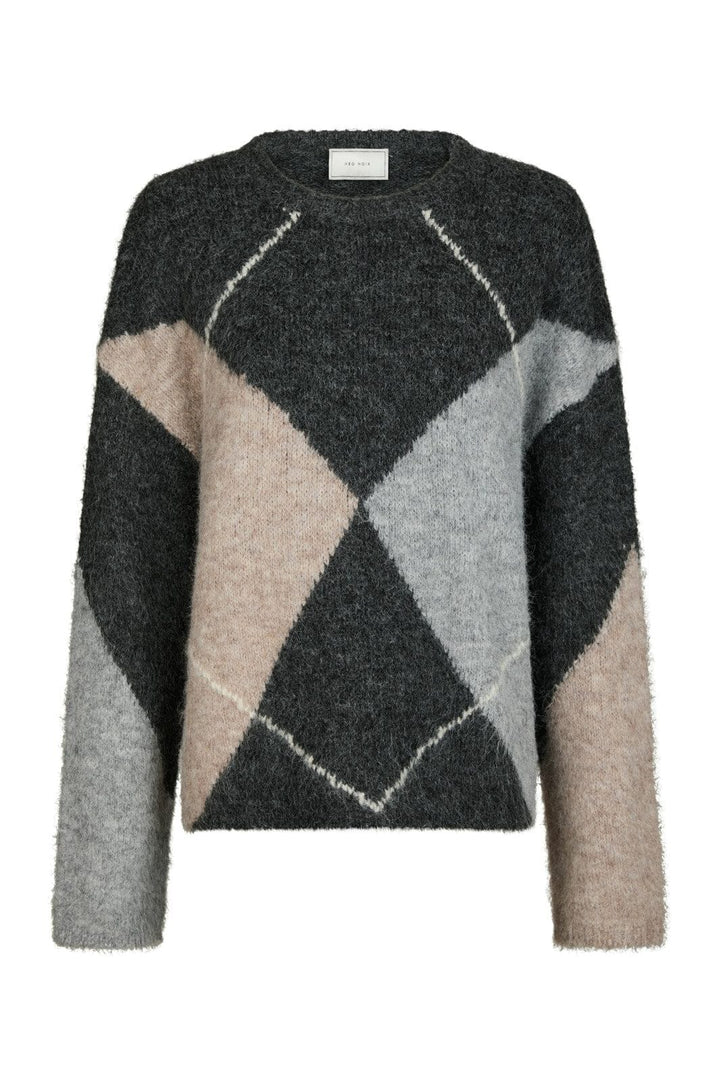 Neo Noir - Inga Check Fluff Knit Blouse 165205 - 132 - Antracit