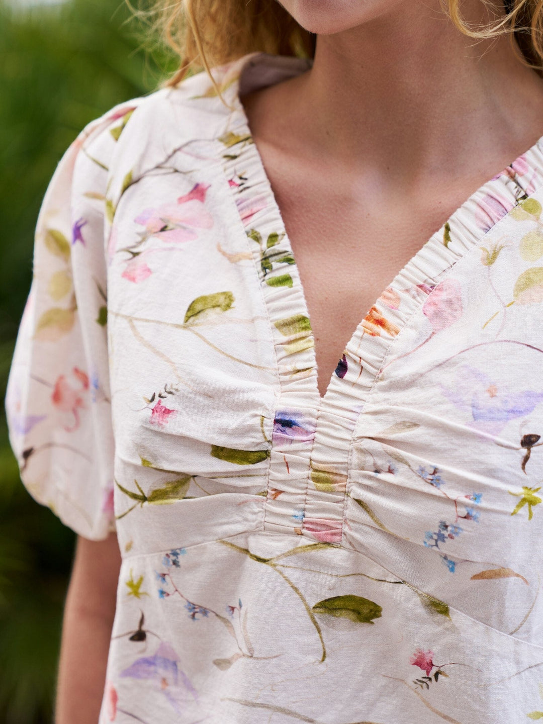 Neo Noir - Irina Flower Blouse 169056 - 121 - Off White Bluser 