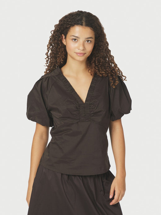 Neo Noir - Irina Poplin Blouse 162219 - 584 - Chocolate Brown Bluser 