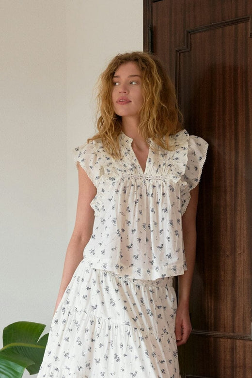 Neo Noir - Jayla Small Blossom Top 165648 - 252 - White Blue Toppe 