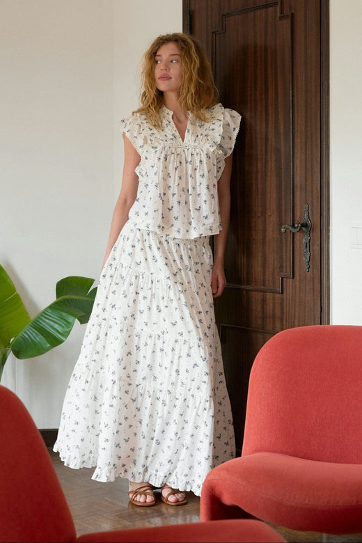 Neo Noir - Jayla Small Blossom Top 165648 - 252 - White Blue Toppe 