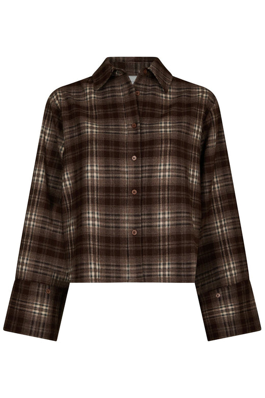 Neo Noir - Jaylin Flannel Check Shirt 171705 - 189 - Warm Grey Skjorter 