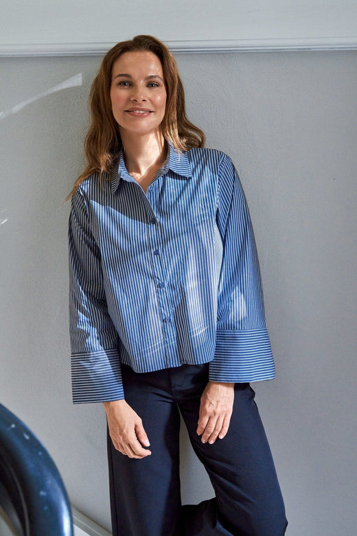 Neo Noir - Jaylin Stripe Shirt 170845 - 702 - Dark Navy Skjorter 