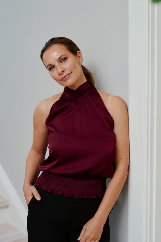 Neo Noir - Jos Drapy Satin Top 167311 - 174 - Burgundy Toppe 