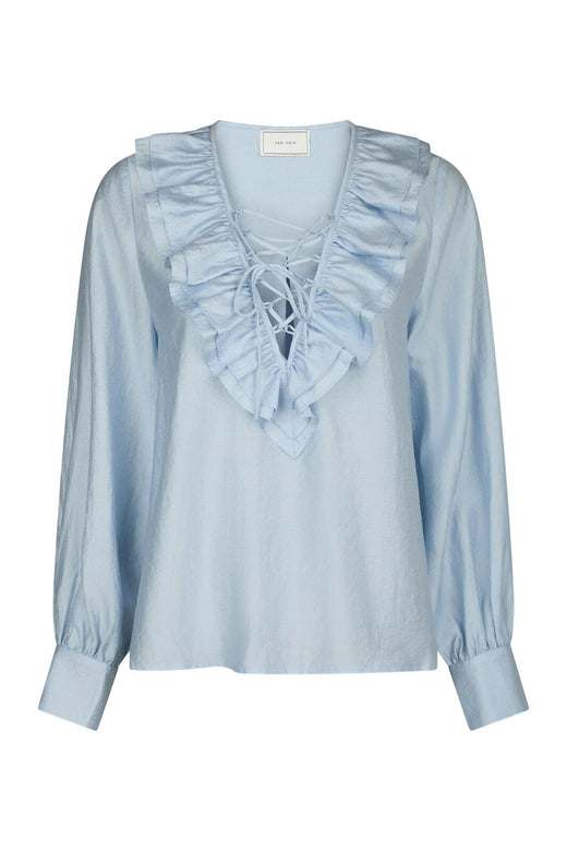 Neo Noir - Katarina Crepe Ruffle Blouse 166497 - 145 - Light Blue