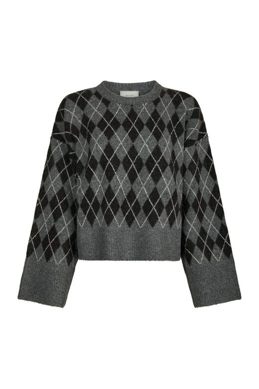 Neo Noir - Kick Check Knit Blouse 165204 - 132 - Antracit