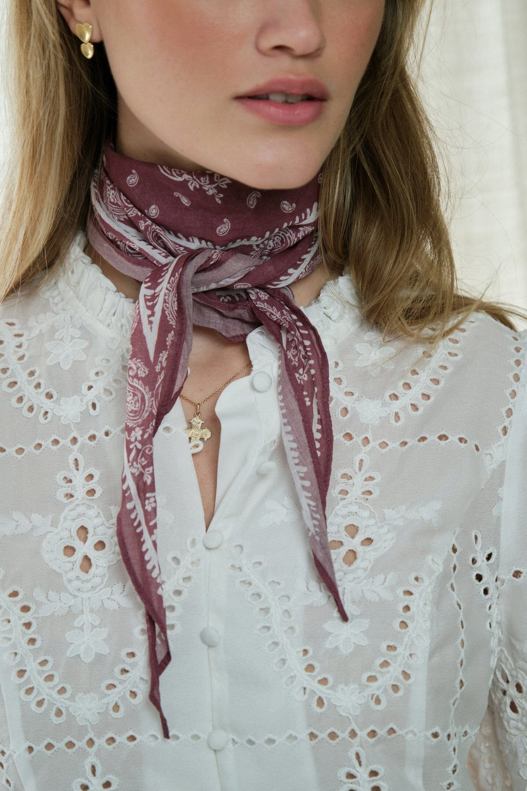 Neo Noir - Kinessa Paisley Scarf 164346 - 393 - Dark Rose Tørklæder 