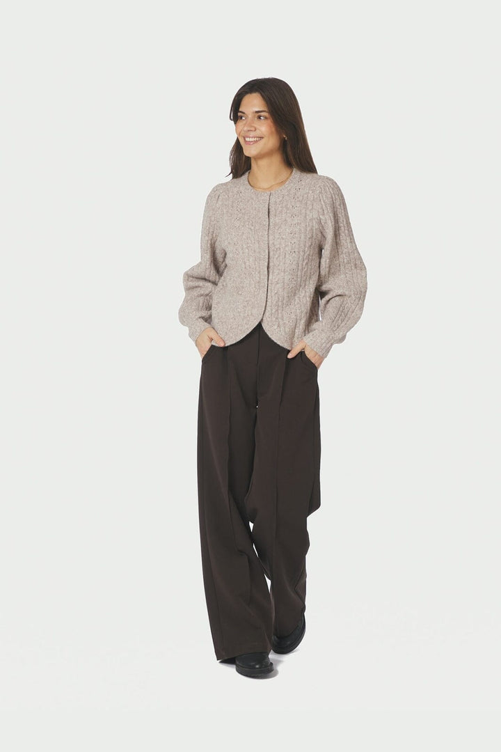 Neo Noir - Koteas Cable Knit Cardigan 168505 - 976 - Beige Melange