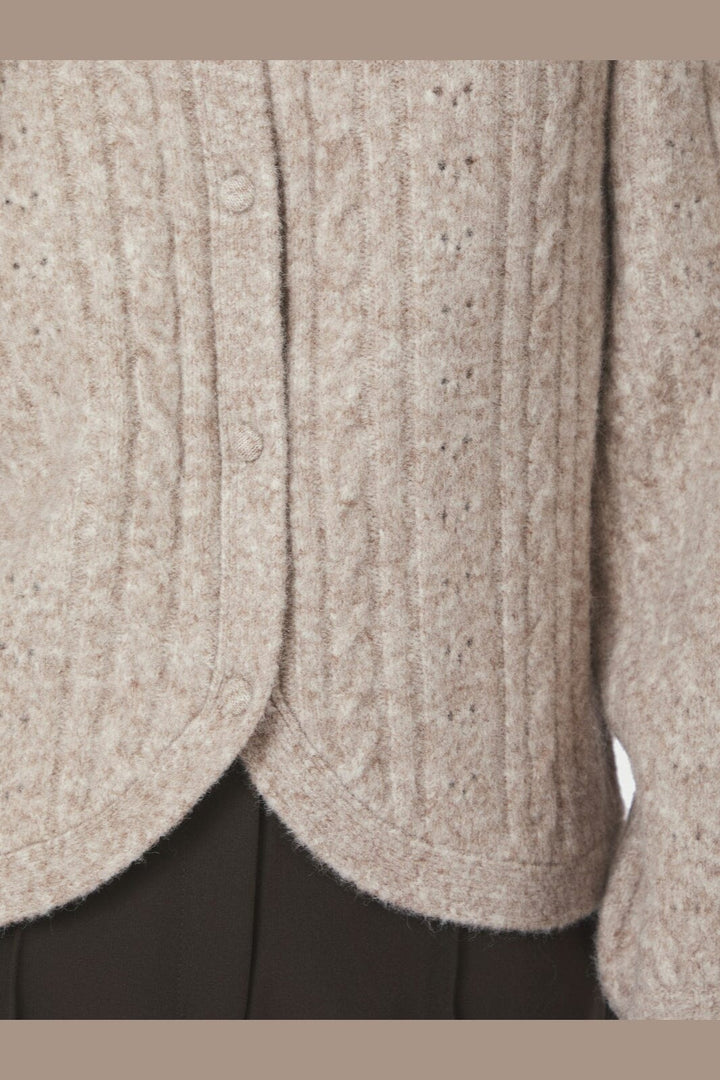 Neo Noir - Koteas Cable Knit Cardigan 168505 - 976 - Beige Melange