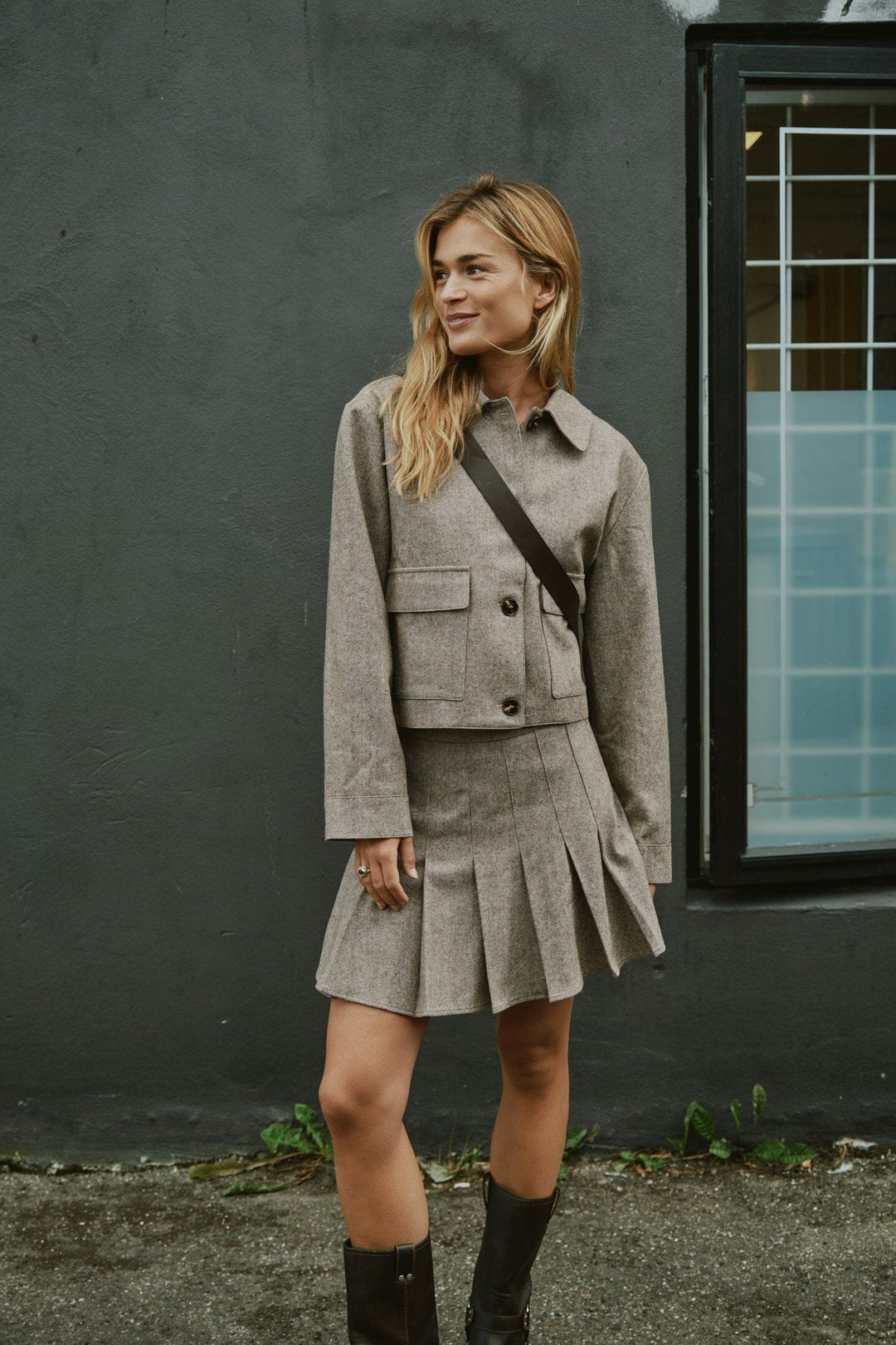 Neo Noir - Laurina Herringbone Skirt 165879 - 306 - Dusty Brown Nederdele 