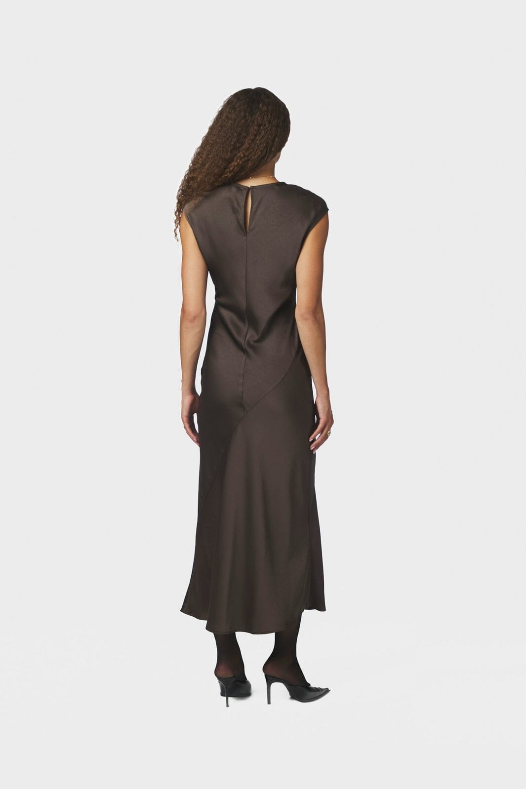 Neo Noir - Limana Heavy Sateen Dress 169609 - 676 - Dark Brown