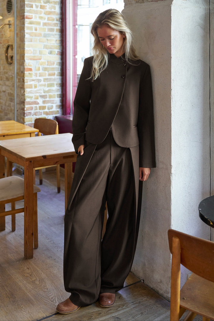 Neo Noir - Lucille Structure Pants 169655 - 676 - Dark Brown Bukser 