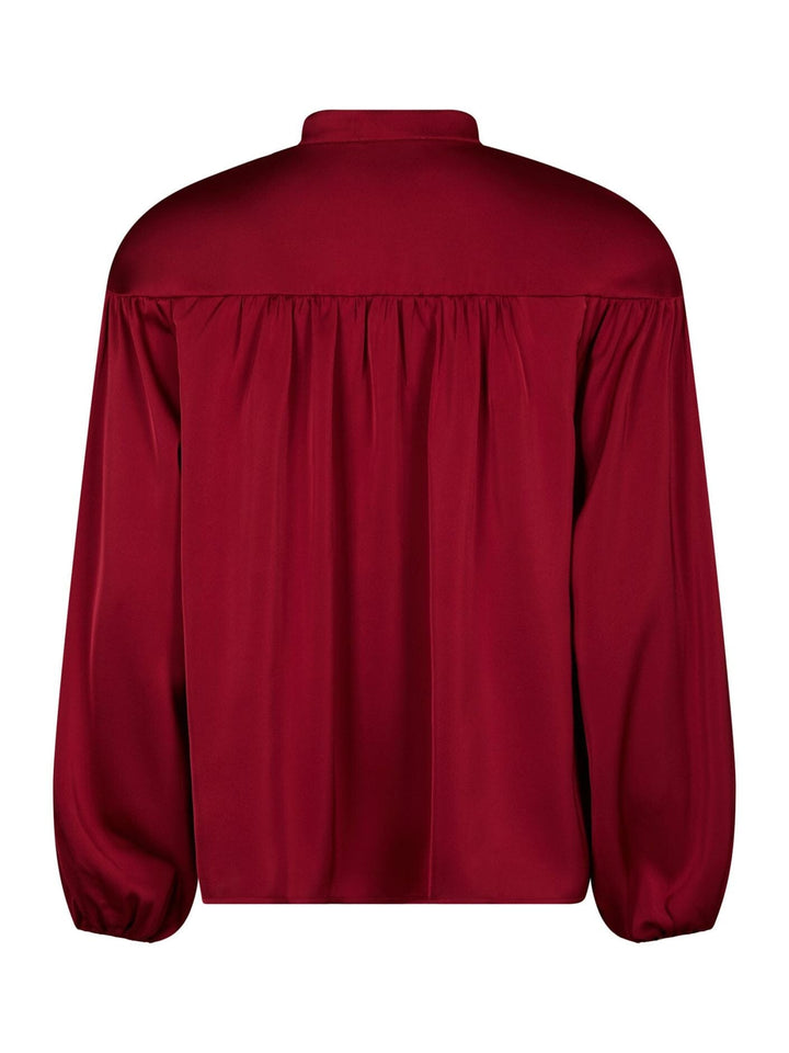 Neo Noir - Lunell Drapy Satin Blouse 171660 - 682 - Wine Bluser 