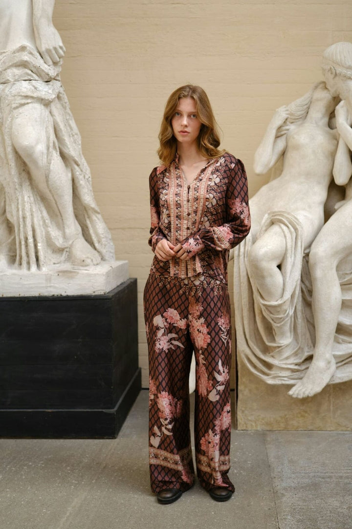 Neo Noir - Lunet Botanical Border Pants 167030 - 100 - Black Bukser 