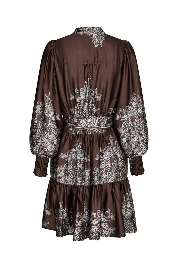 Neo Noir - Malfida Paisley Border Dress 166210 - 676 - Dark Brown