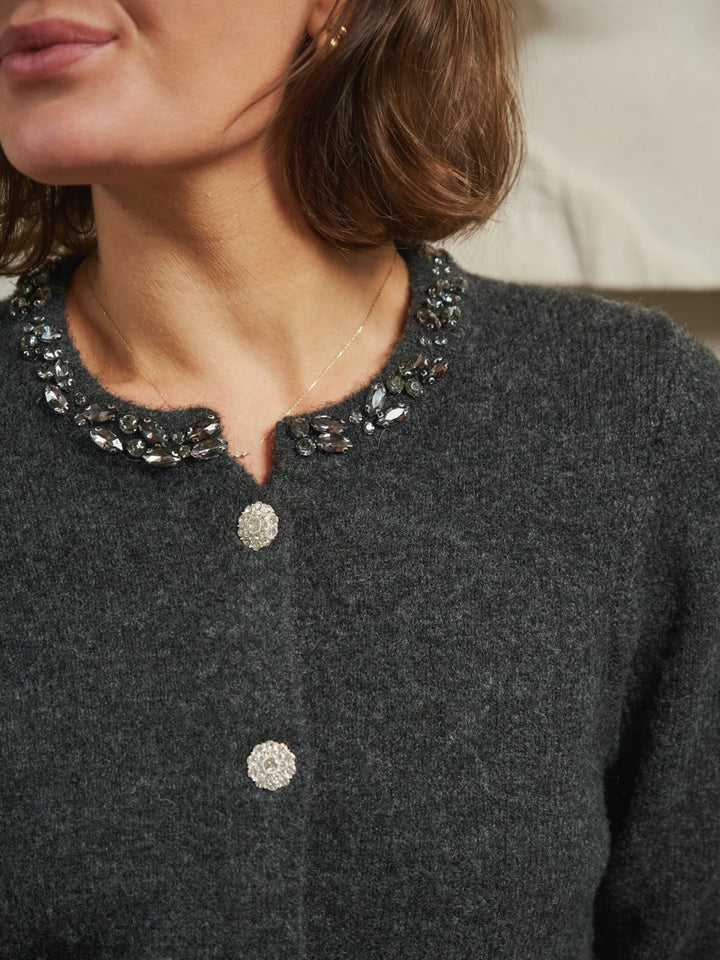 Neo Noir - Marie Stone Knit Cardigan 163850 - 132 - Antracit Cardigans 