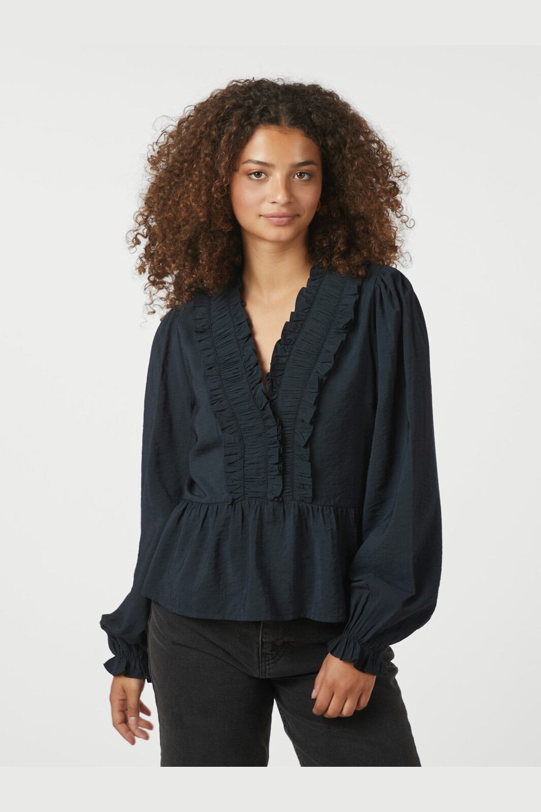 Neo Noir - Melfy Structure Blouse 166695 - 141 - Navy