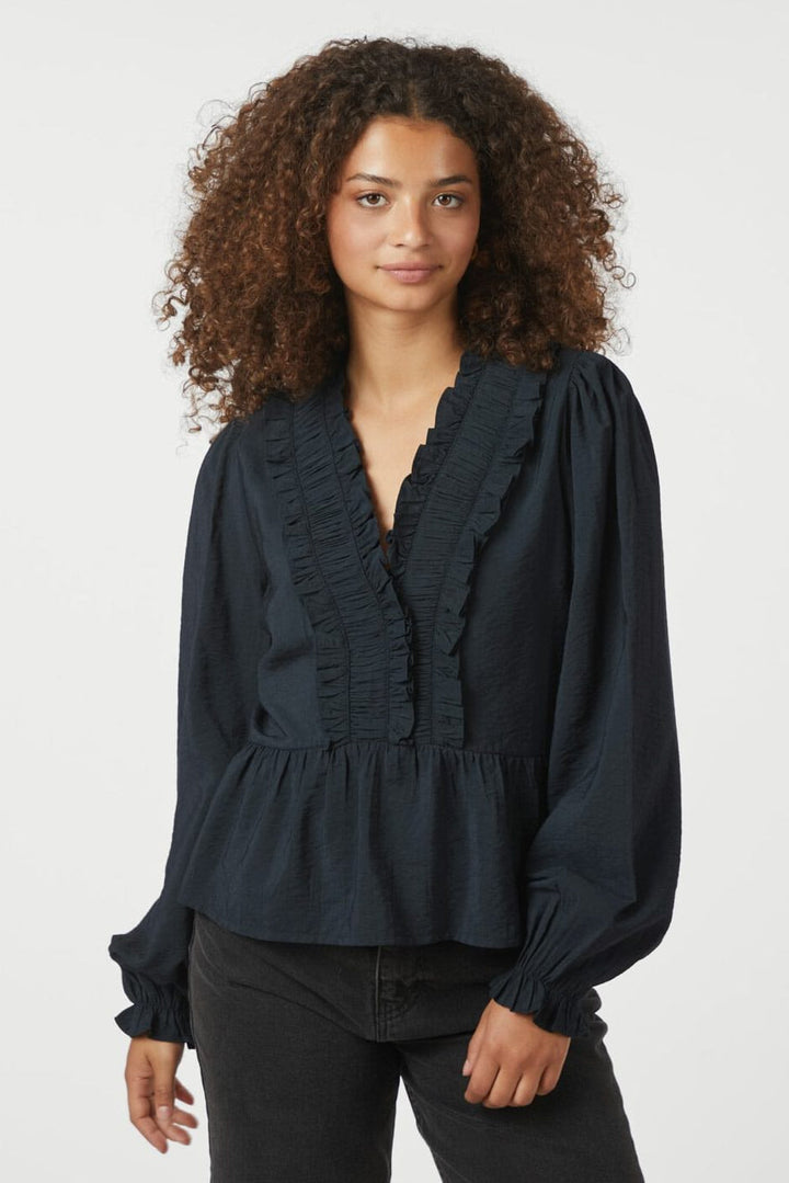 Neo Noir - Melfy Structure Blouse 166695 - 141 - Navy