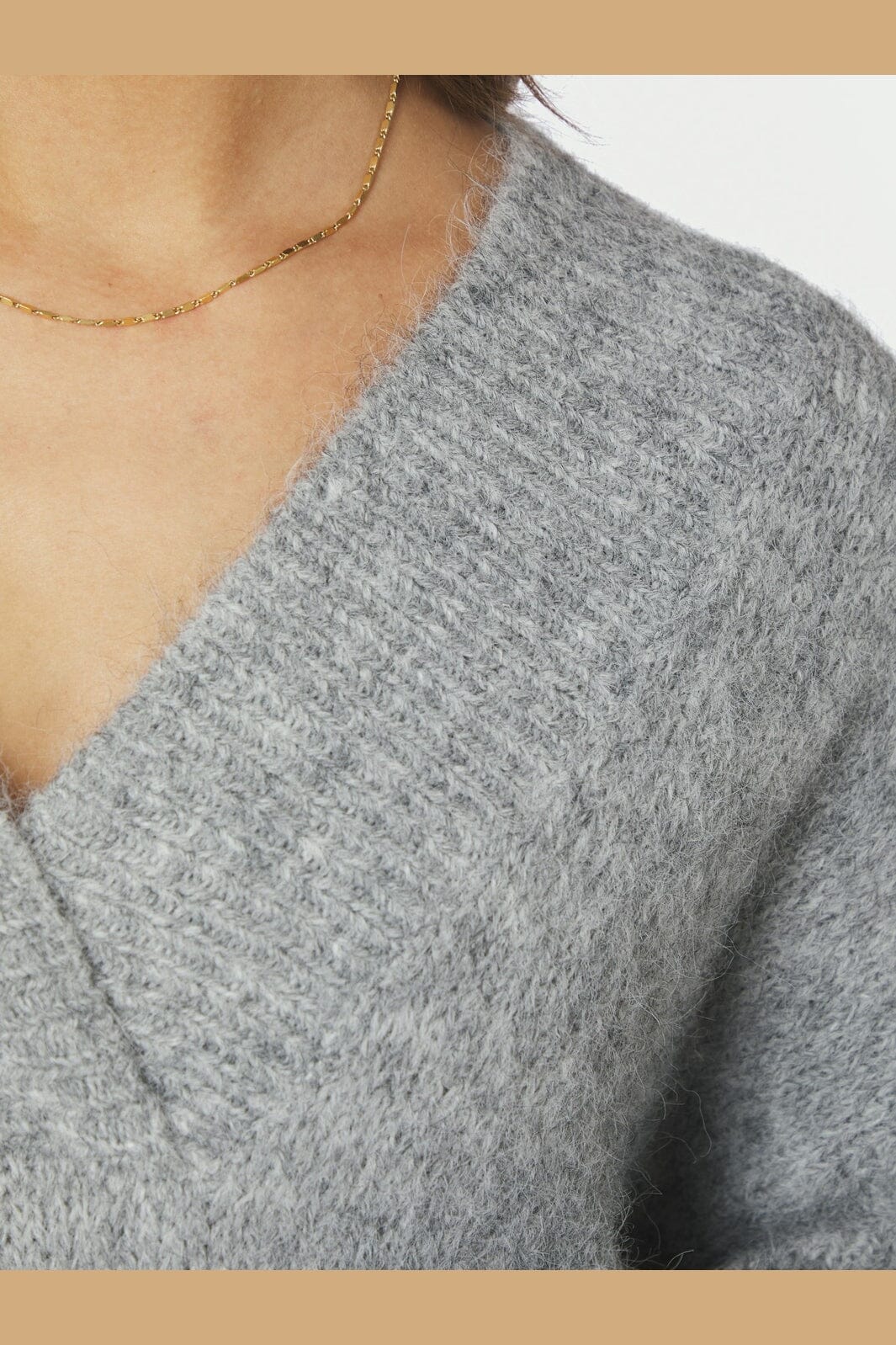 Neo Noir - Melli Fluffy Knit Blouse 167715 - 133 - Grey Melange