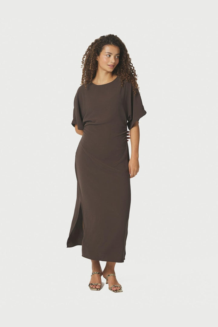 Neo Noir - Miloine Drape Dress 166132 - 676 - Dark Brown