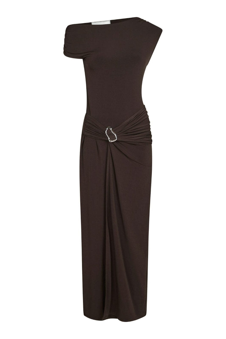 Neo Noir - Minja Drapy Dress 165728 - 584 - Chocolate Brown