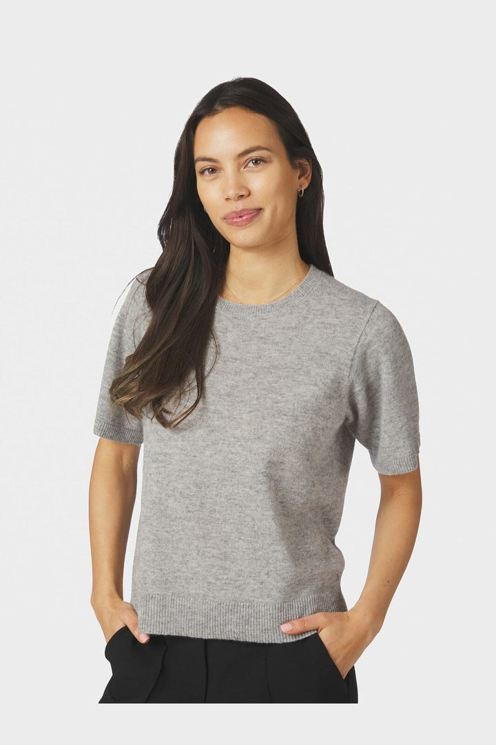 Neo Noir - Missy Wool Knit Tee 167772 - 133 - Grey Melange