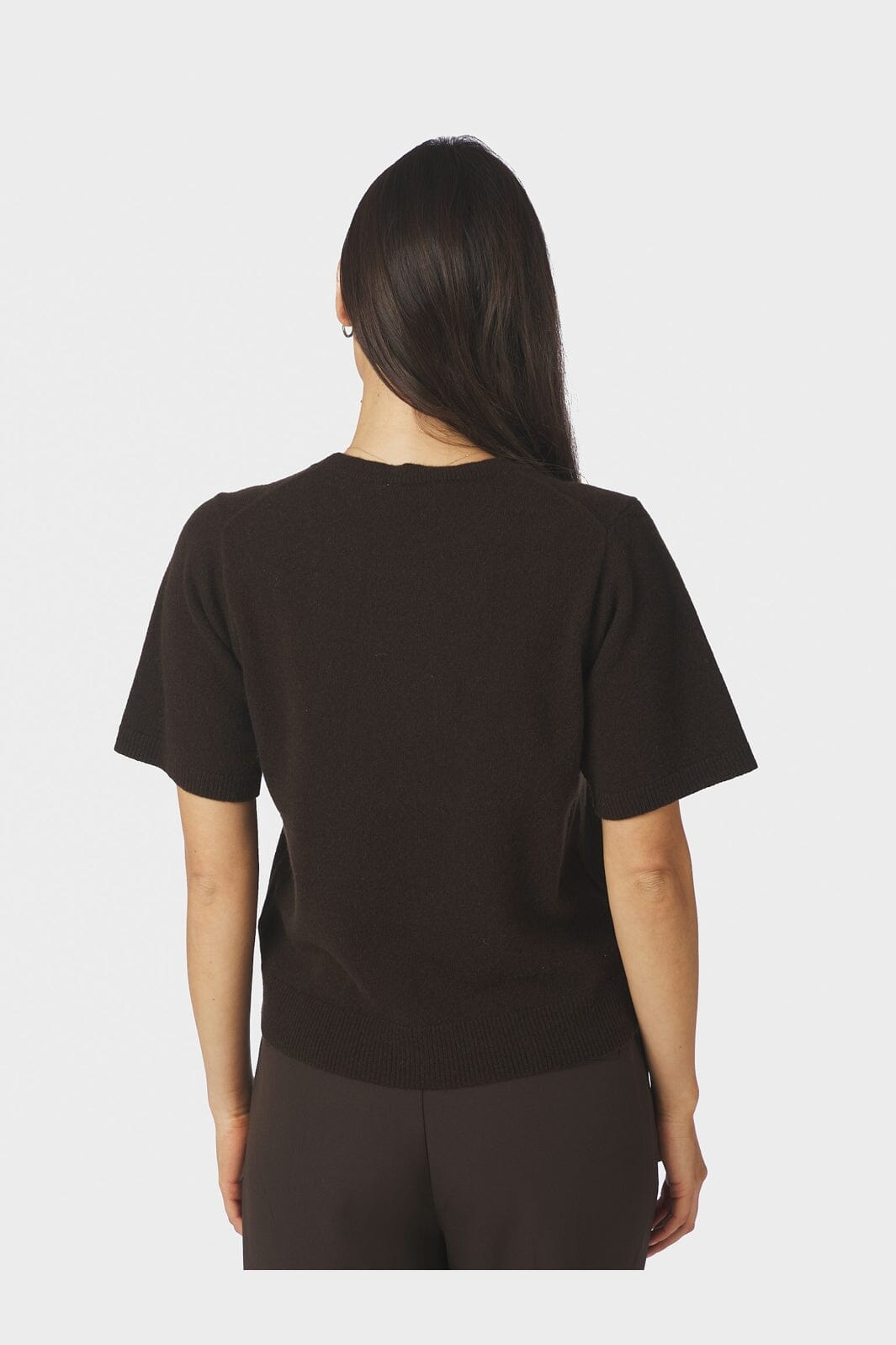 Neo Noir - Missy Wool Knit Tee 167772 - 676 - Dark Brown