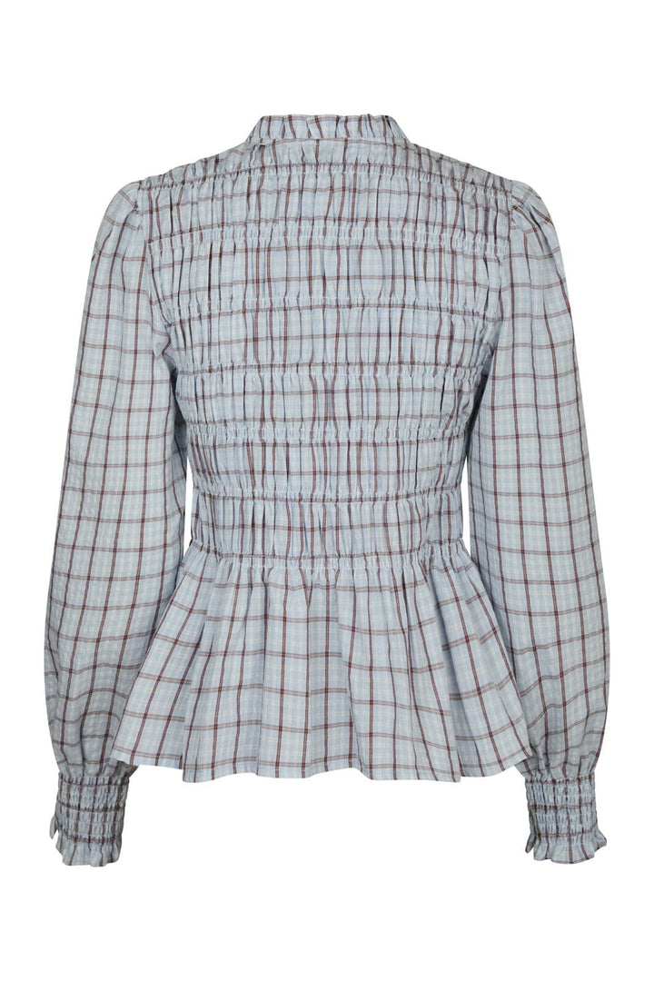 Neo Noir - Mocca Smock Check Blouse 166900 - 145 - Light Blue