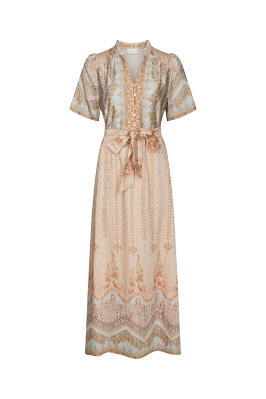 Neo Noir - Moviana Flower Border Dress 169030 - 618 - Flower Peach