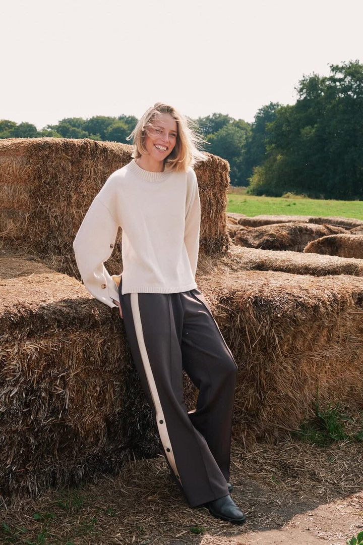 Neo Noir - Nello Button Knit Blouse 164512 - 124 - Ivory Bluser 