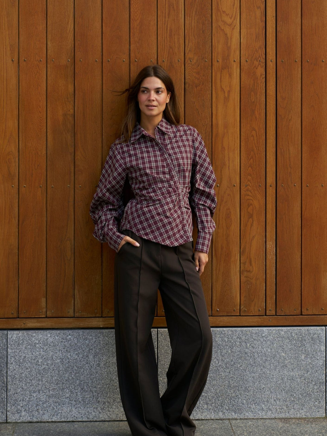 Neo Noir - Neoella Medium Check Shirt 168469 - 182 - Plum Skjorter 
