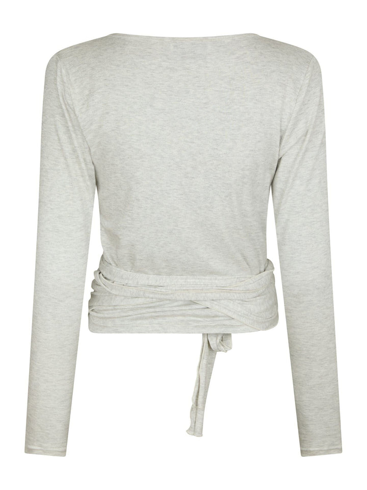 Neo Noir - Nia Jersey Wrap Blouse 165501 - 103 - Light Grey Melange Bluser 