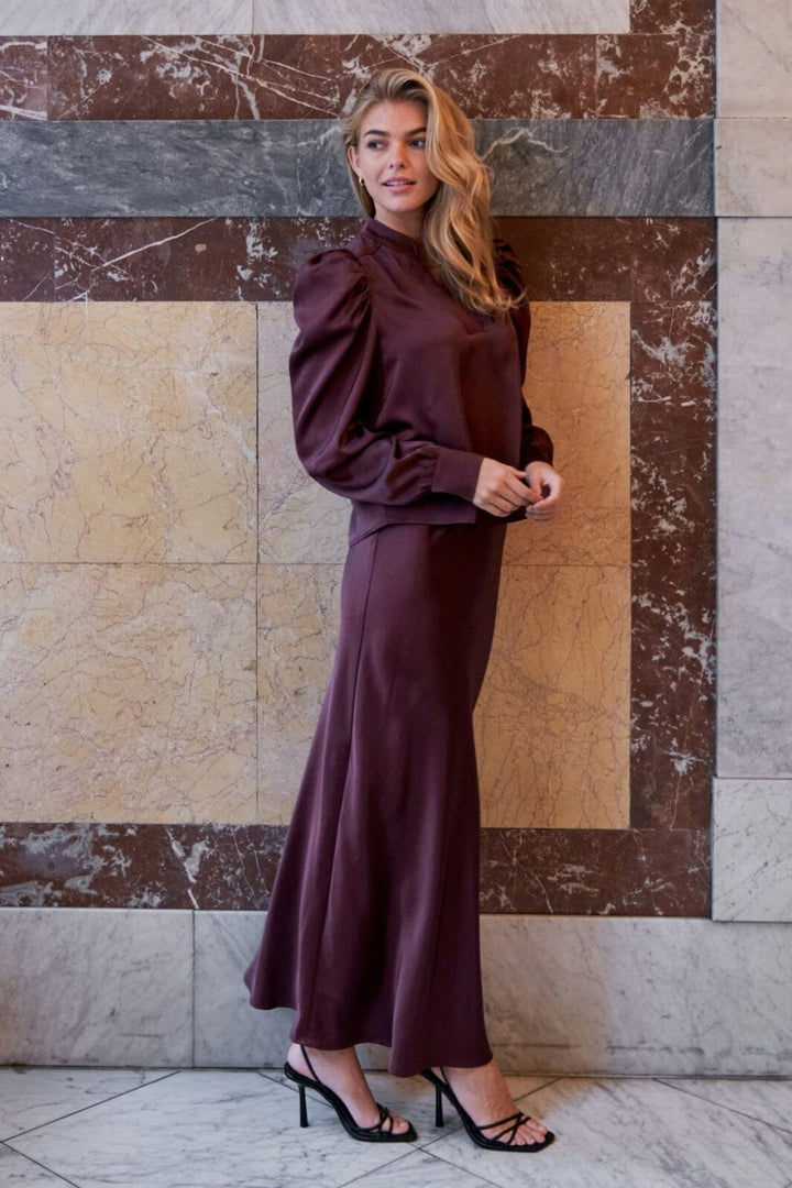 Neo Noir - Nnrosslyn Heavy Sateen Blouse 163769 - Burgundy Bluser 