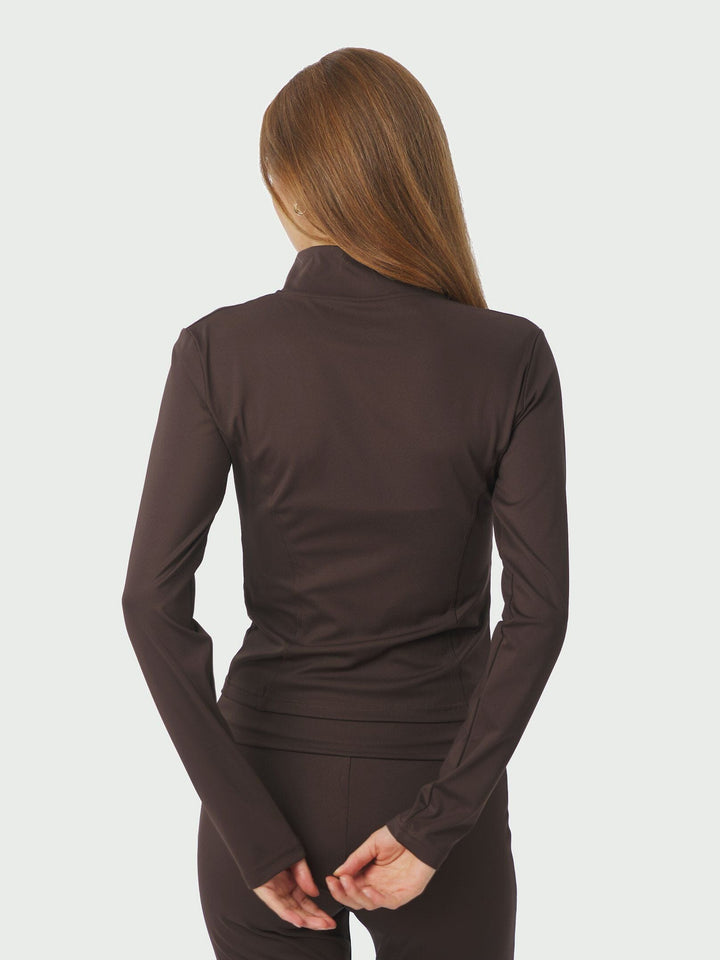 Neo Noir - Nolana Zip Blouse 167175 - 584 - Chocolate Brown Bluser 