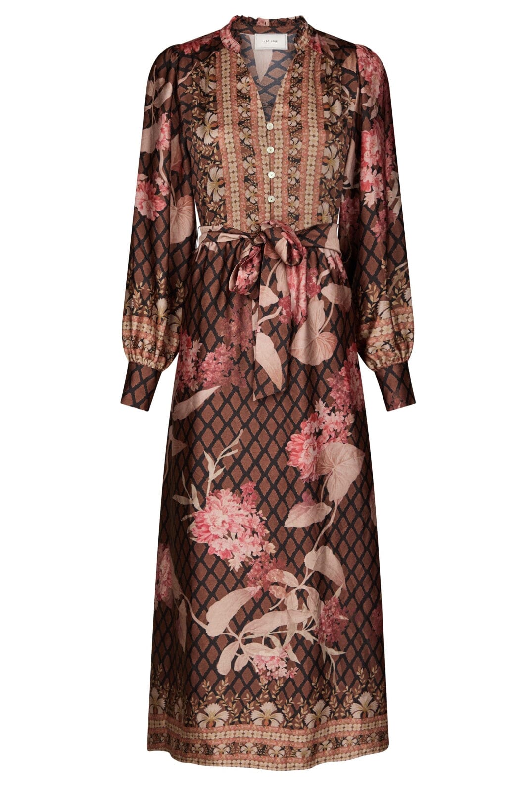 Neo Noir - Nova Botanical Border Dress 167258 - 100 - Black Kjoler 