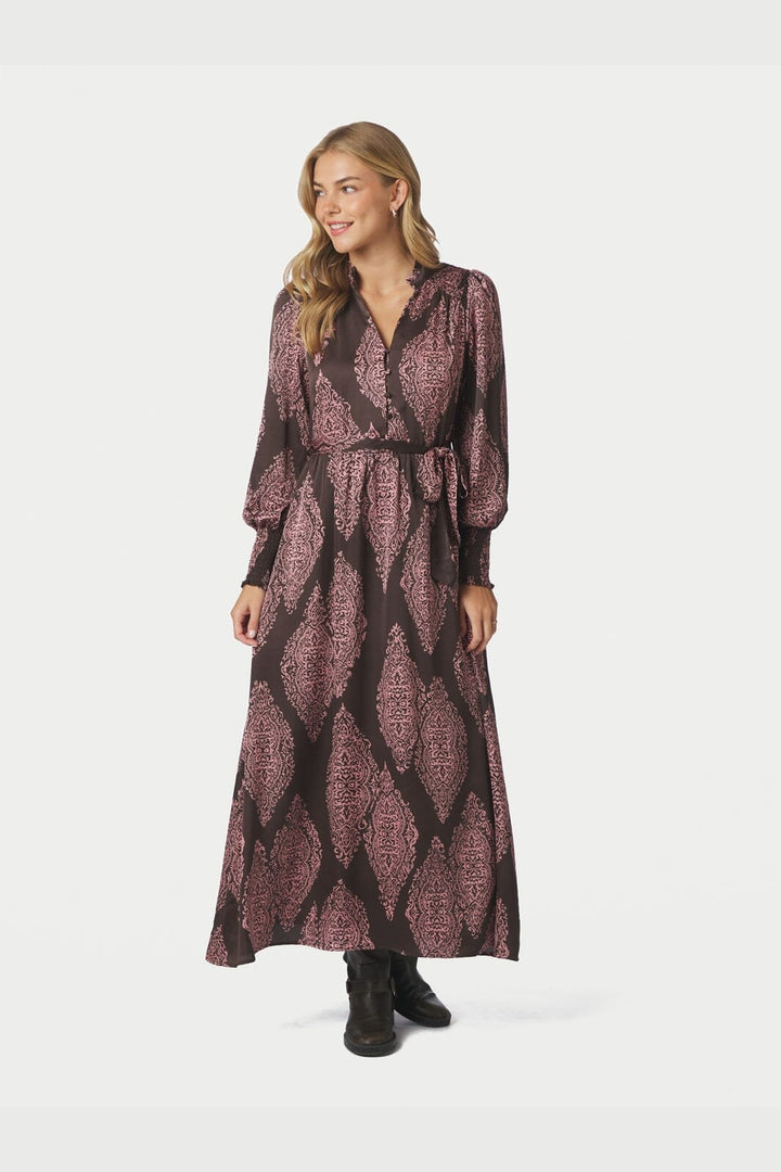 Neo Noir - Novalee Paisley Drop Dress 164473 - 486 - Dark Brown/Evening Rose