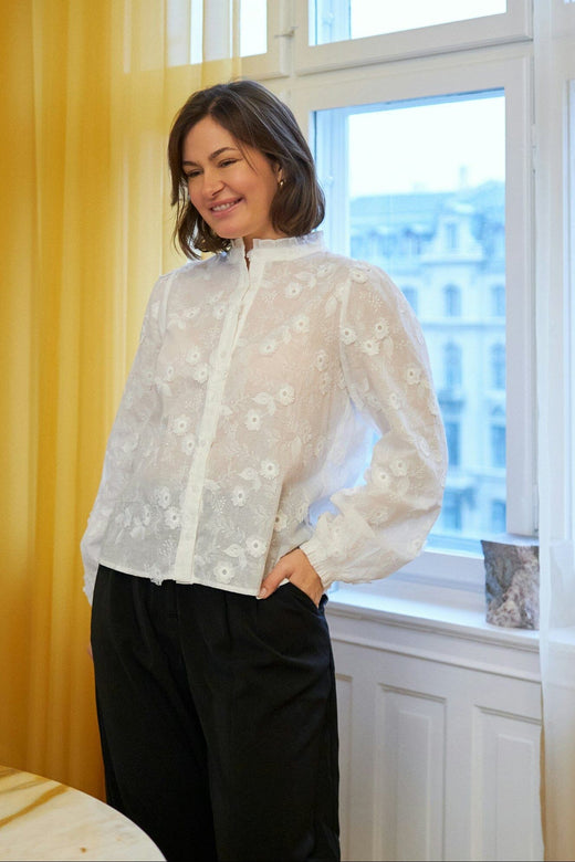 Neo Noir - Oda Deco Emb Shirt 166733 - 120 - White Skjorter 