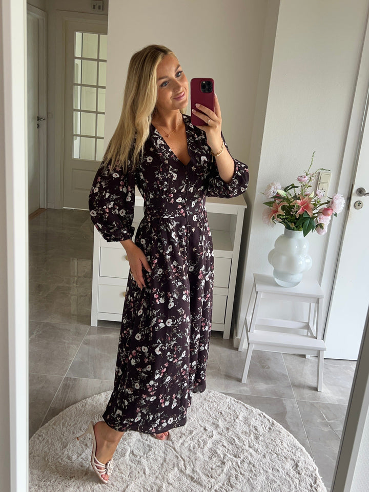 Neo Noir - Olana Blossomy Flower Dress 170667 - 210 - Brown Kjoler 