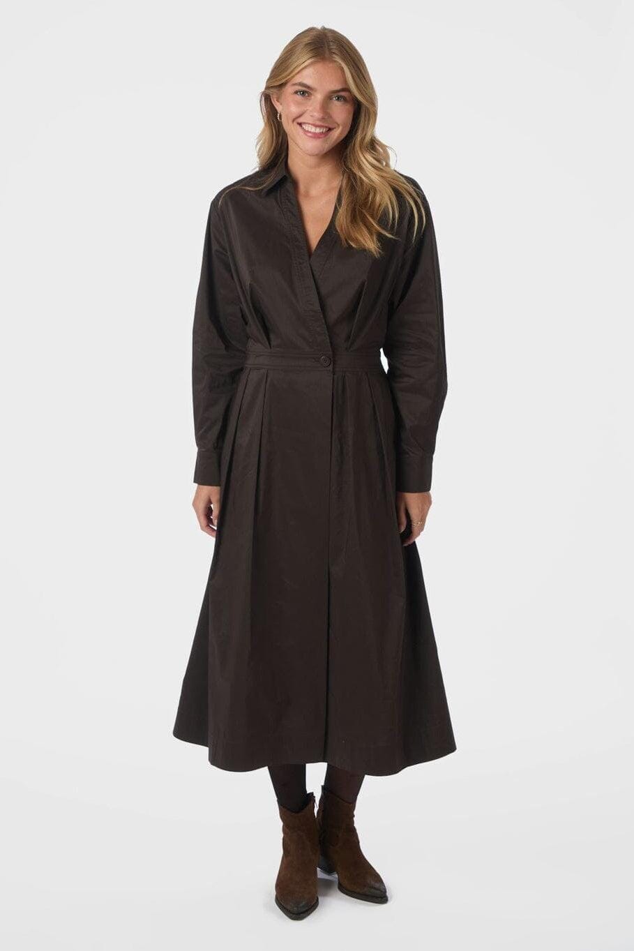 Neo Noir - Ottana Poplin Dress 168079 - 584 - Chocolate Brown